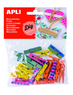 Imagen 1 - ▷ PINZAS APLI MADERA 20U COLOR DECORADA 35X7MM | Taine ▷ PINZAS APLI MADERA 20U COLOR DECORADA 35X7MM | Taine - Imagen 1