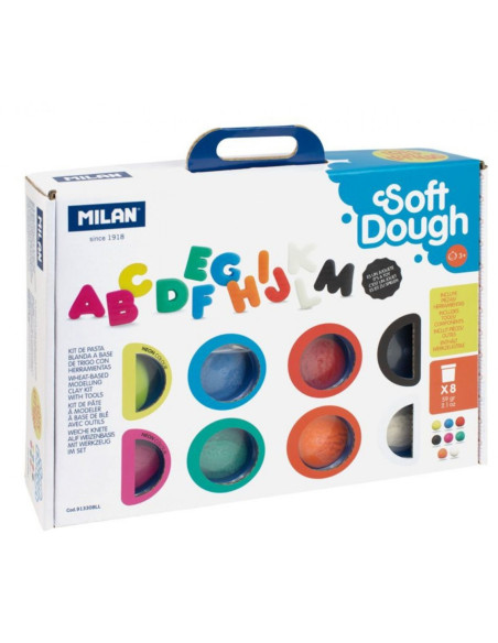 ▷ MALETIN MILAN 8 BOTES 59 G PASTA BLANDA SOFT DOUGH C HERRAMIENTAS MUCHAS LETRAS | Taine - Imagen 1