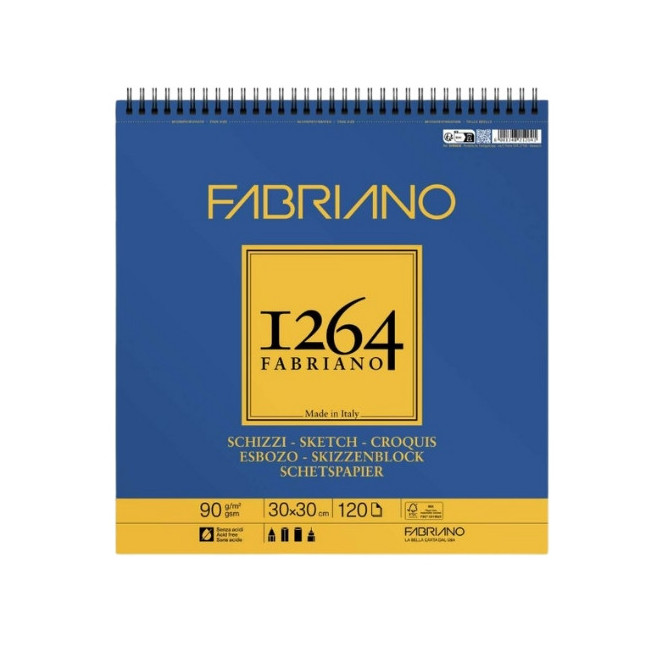 ▷ BLOC DIBUJO FABRIANO CROQUIS ESPIRAL 30X30 90GRS FABRIANO 1264 | Taine - Imagen 1