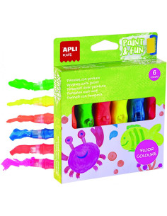 ▷ TEMPERA APLI EN TUBO PINCEL PACK 6 COLORES NEON 14ML | Taine - Imagen 1