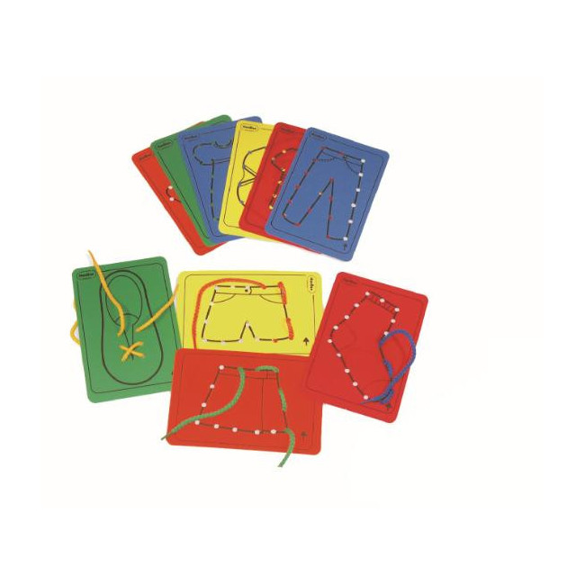 ▷ HILAR ROPA 10 TARJETAS PLASTICO DIFERENTES+CORDONES HENBEA | Taine - Imagen 1