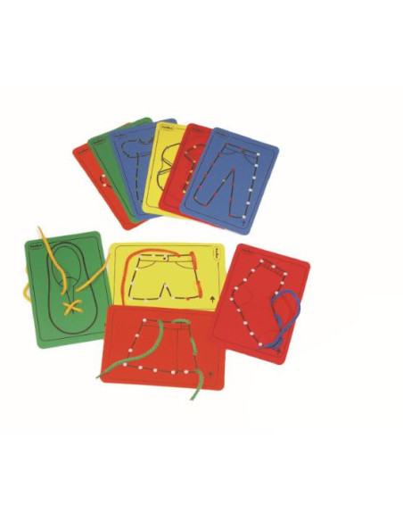 ▷ HILAR ROPA 10 TARJETAS PLASTICO DIFERENTES+CORDONES HENBEA | Taine - Imagen 1