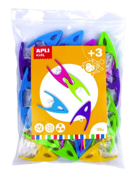 ▷ PINZAS APLI DE PLASTICO BOLSA 30U | Taine - Imagen 1