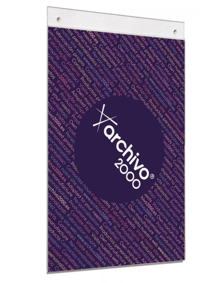 ▷ EXPOSITOR MURAL TRANSPARENTE CON 2 TALADROS A5 VERTICAL | Taine - Imagen 1