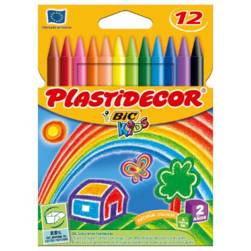 ▷ CERAS PLASTIDECOR BIC COLORES 12U. | Taine - Imagen 1