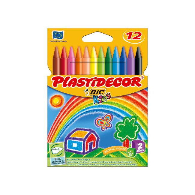 ▷ CERAS PLASTIDECOR BIC COLORES 12U. | Taine - Imagen 1