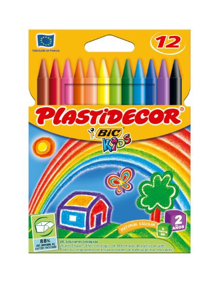 ▷ CERAS PLASTIDECOR BIC COLORES 12U. | Taine - Imagen 1