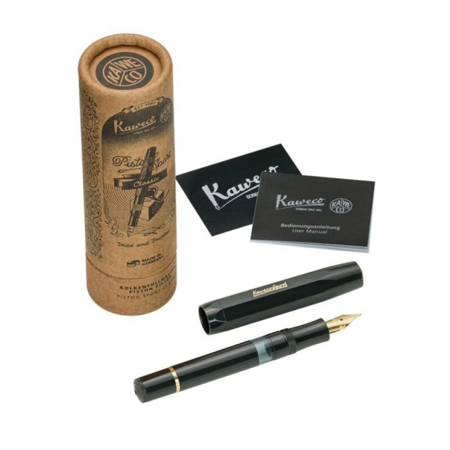 ▷ PLUMA KAWECO SPORT CLASSIC PISTON NEGRA/DORADA EN TUBO SIN CLIP | Taine - Imagen 1