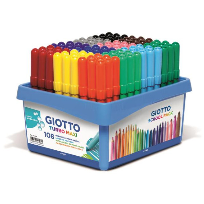 ▷ ROTULADORES GIOTTO 108 UDS COLORES TURBO MAXI SCHOOLPACK | Taine - Imagen 1
