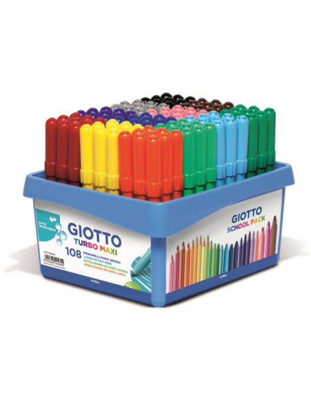 ▷ ROTULADORES GIOTTO 108 UDS COLORES TURBO MAXI SCHOOLPACK | Taine - Imagen 1