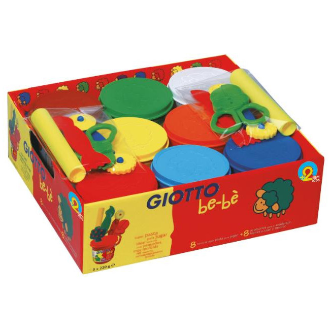 ▷ PASTA GIOTTO BE-BÉ SCHOOLPACK 8 BOTES 220G + ACCESORIOS | Taine - Imagen 1