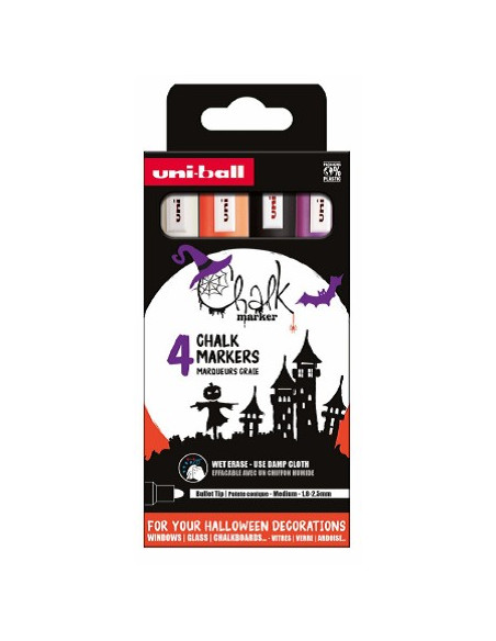 Imagen 1 - ▷ SET HALLOWEN UNIBALL 4 CHALK MARKERS ROTULADORES TIZA | Taine ▷ SET HALLOWEN UNIBALL 4 CHALK MARKERS ROTULADORES TIZA | Taine - Imagen 1