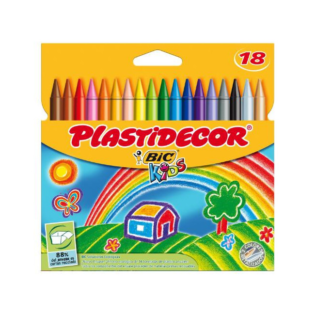 ▷ CERAS PLASTIDECOR BIC 18 UDS COLORES | Taine - Imagen 1