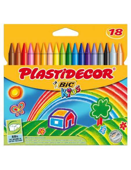 ▷ CERAS PLASTIDECOR BIC 18 UDS COLORES | Taine - Imagen 1