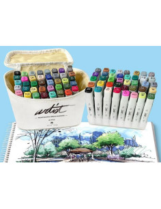 ▷ ESTUCHE 60 ROTULADORES PROFESIONAL CANVA BRUSH | Taine - Imagen 1