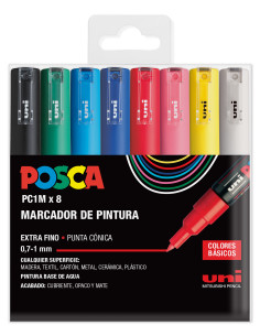 ▷ SET 8 ROTULADORES POSCA PC1M/8C BASIC | Taine - Imagen 1