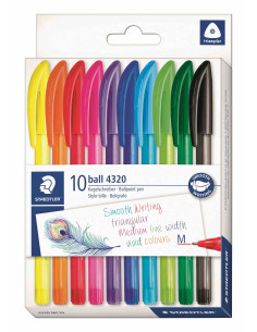 ▷ BOLIGRAFO TRIANGULAR STAEDTLER BALL 4320 M 10U SURTIDOS | Taine - Imagen 1