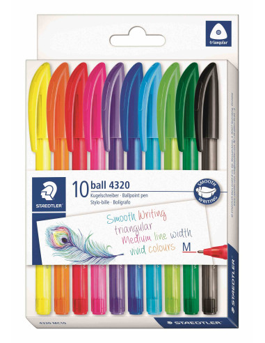 ▷ BOLIGRAFO TRIANGULAR STAEDTLER BALL 4320 M 10U SURTIDOS | Taine - Imagen 1