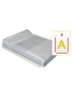 ▷ FUNDAS GRAFOPLAS MULTITALADRO FUELLE A4 CON SOLAPA PVC 180 MICRAS BOLSA 5U | Taine - Imagen 1