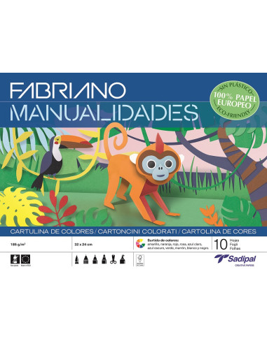 ▷ CUADERNO FABRIANO MANUALIDADES CARTULINA 32X24CM 10HJ COLORES | Taine - Imagen 1