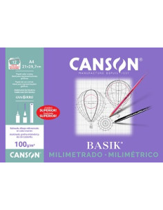 ▷ LAMINAS CANSON DIBUJO 12HJ A4 100G MILIMETRADO | Taine - Imagen 1
