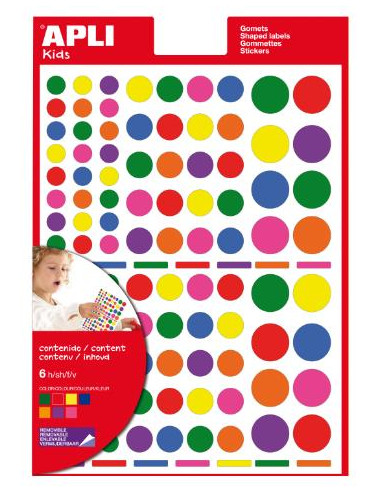 ▷ GOMETS APLI MULTICOLOR REDONDO VARIAS MEDIDAS REMOVIBLE 6HJ 624UDS | Taine - Imagen 1