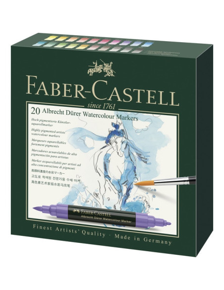 ▷ ROTULADORES FABER CASTELL 20 UDS 2 PUNTAS ACUARELABLES | Taine - Imagen 1