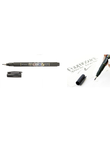 ▷ ROTULADOR TOMBOW FUDENOSUKE BASE AGUA PUNTA ELÁSTICA BLANDA UD. NEGRO | Taine - Imagen 1