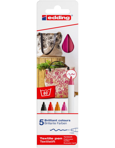 ▷ ROTULADORES EDDING 5 UDS 4600 TEXTIL CALIDOS | Taine - Imagen 1
