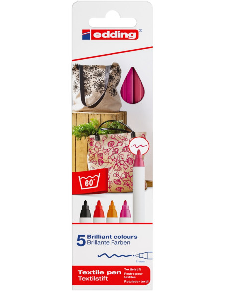 ▷ ROTULADORES EDDING 5 UDS 4600 TEXTIL CALIDOS | Taine - Imagen 1