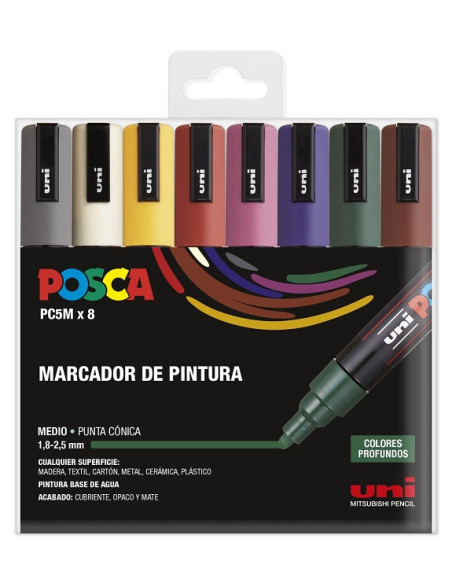 ▷ ROTULADORES POSCA 8 UDS PC5M OSCUROS | Taine - Imagen 1
