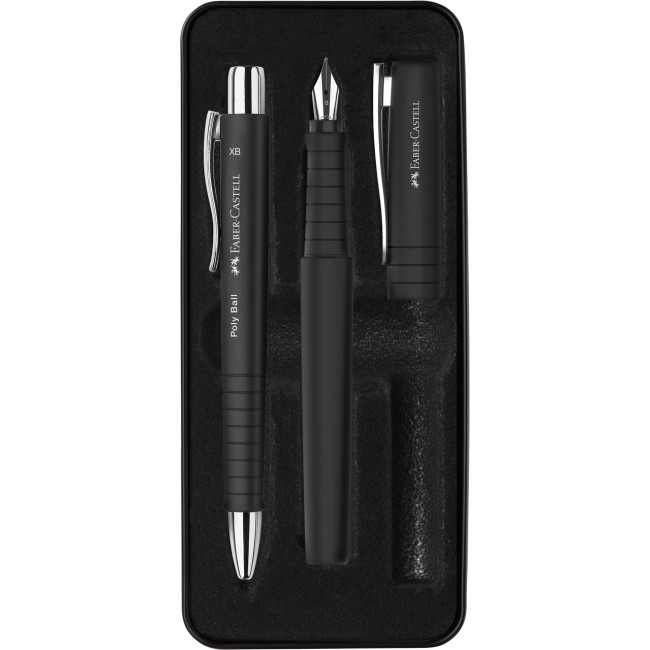 ▷ SET PLUMA Y BOLIGRAFO FABER POLYBALL NEGRO | Taine - Imagen 1