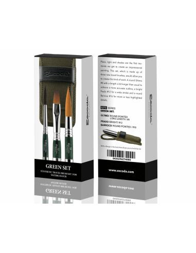 ▷ ESTUCHE ESCODA PETACA VIAJE TELA VERDE 3 PINCELES (TORAY) | Taine - Imagen 1