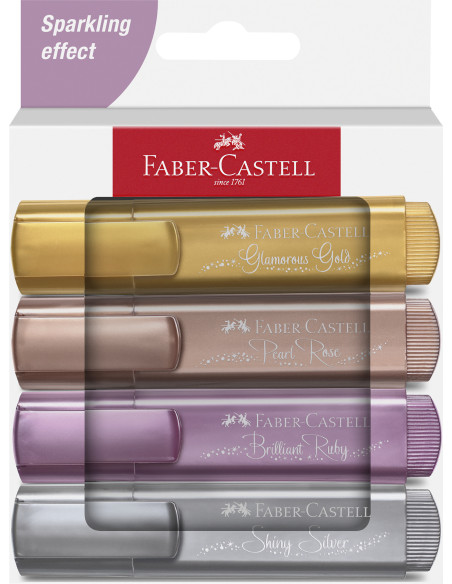 ▷ ROTULADORES FABER CASTELL 4 UDS TEXTLINER METALICO 46 | Taine - Imagen 1