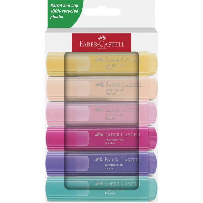 ▷ ROTULADORES FABER CASTELL 6 UDS TEXTLINER PASTEL FLUOR | Taine - Imagen 1