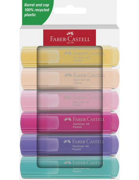 ▷ ROTULADORES FABER CASTELL 6 UDS TEXTLINER PASTEL FLUOR | Taine - Imagen 1