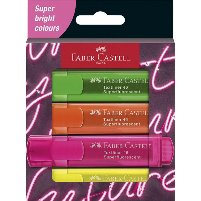 ▷ ROTULADORES FABER CASTELL 4 UDS TEXTLINER SUPERFLUOR 46 | Taine - Imagen 1