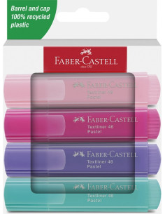 ▷ ROTULADORES FABER CASTELL 4 UDS TEXTLINER PASTEL FLUOR | Taine - Imagen 1