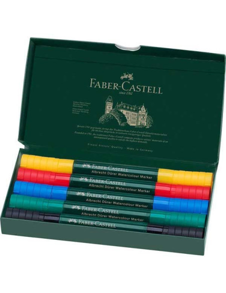 ▷ ROTULADORES FABER CASTELL 5 UDS 2 PUNTAS ACUARELABLES | Taine - Imagen 1