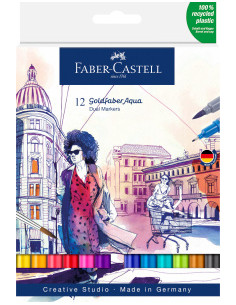 ▷ ROTULADORES FABER CASTELL 12 UDS DOBLE PUNTA ACUARELABLE | Taine - Imagen 1