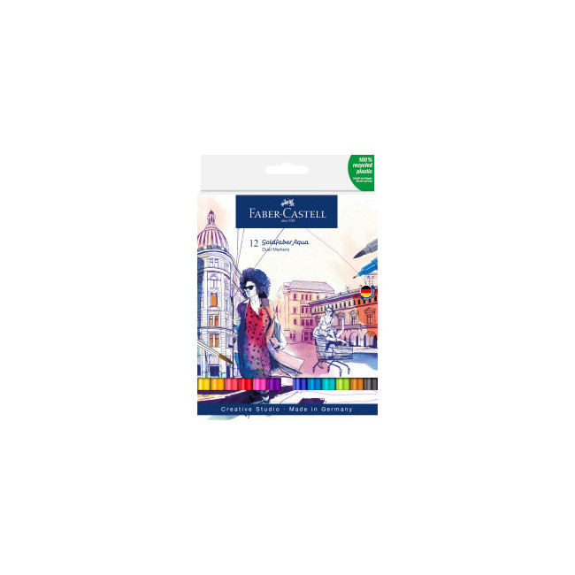 ▷ ROTULADORES FABER CASTELL 12 UDS DOBLE PUNTA ACUARELABLE | Taine - Imagen 1