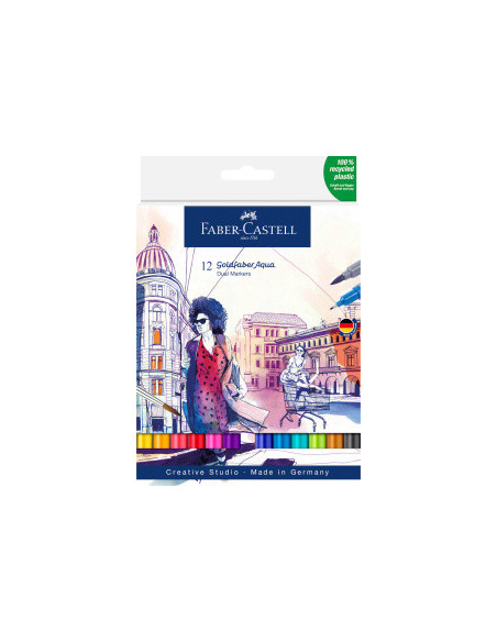 ▷ ROTULADORES FABER CASTELL 12 UDS DOBLE PUNTA ACUARELABLE | Taine - Imagen 1