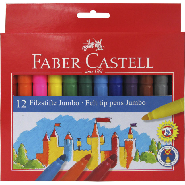 ▷ ROTULADORES FABER CASTELL 12 UDS ESCOLARES GRUESO | Taine - Imagen 1