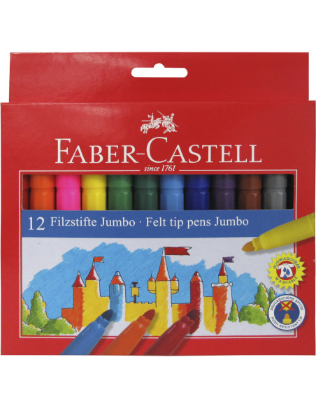 ▷ ROTULADORES FABER CASTELL 12 UDS ESCOLARES GRUESO | Taine - Imagen 1