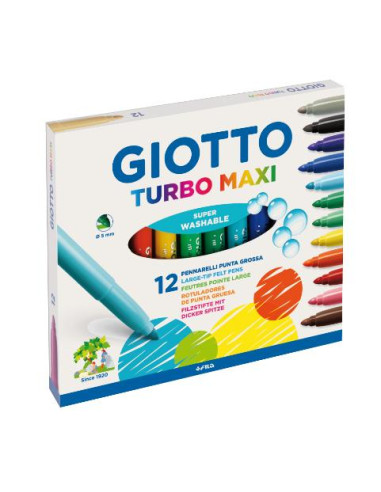 ▷ ROTULADORES GIOTTO 12 UDS GIOTTO COLORES TURBO MAXI PUNTA GRUESA | Taine - Imagen 1