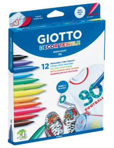 ▷ ROTULADORES GIOTTO 12 UDS DECOR TEXTIL . (8 CLASICOS+4 FLUOR) | Taine - Imagen 1
