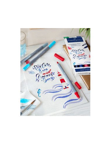 ▷ ROTULADORES GOLDFABER 6 UDS AZULES DOBLE PUNTA | Taine - Imagen 1