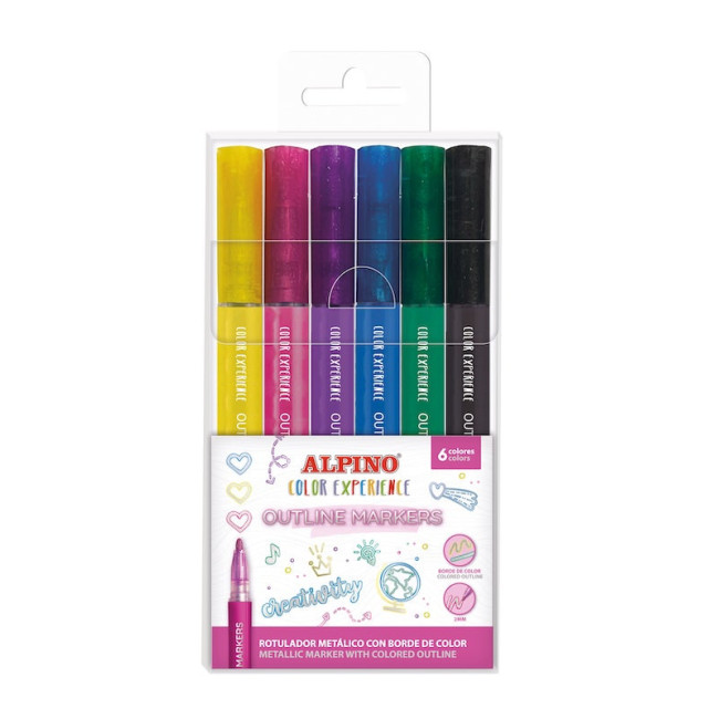 ▷ ROTULADORES ALPINO 6 UDS METALIZADOS BORDE COLOR EXPIRIENCE | Taine - Imagen 1