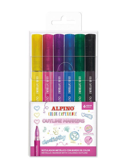 ▷ ROTULADORES ALPINO 6 UDS METALIZADOS BORDE COLOR EXPIRIENCE | Taine - Imagen 1