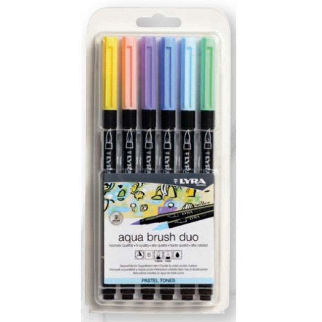 ▷ ROTULADORES LYRA 6 UDS GRISES PASTEL AQUA BRUSH ESTUCHE | Taine - Imagen 1